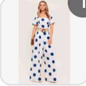 Polka Dot Jumpsuit in Blue and White